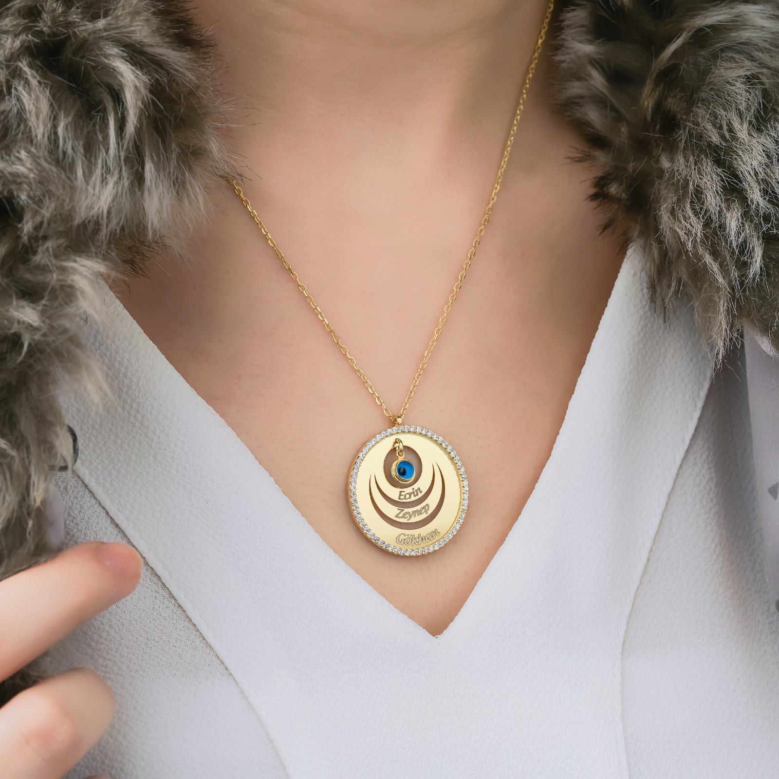 Kişiye Özel Gold Kaplamalı Gümüş Kolye Modeli Eylül Alyans