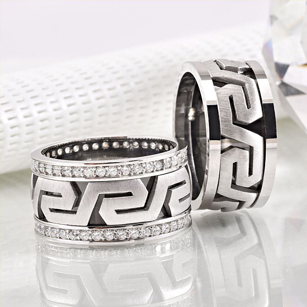 Kalın Grek Modeli Gümüş Çift Yüzüğü 