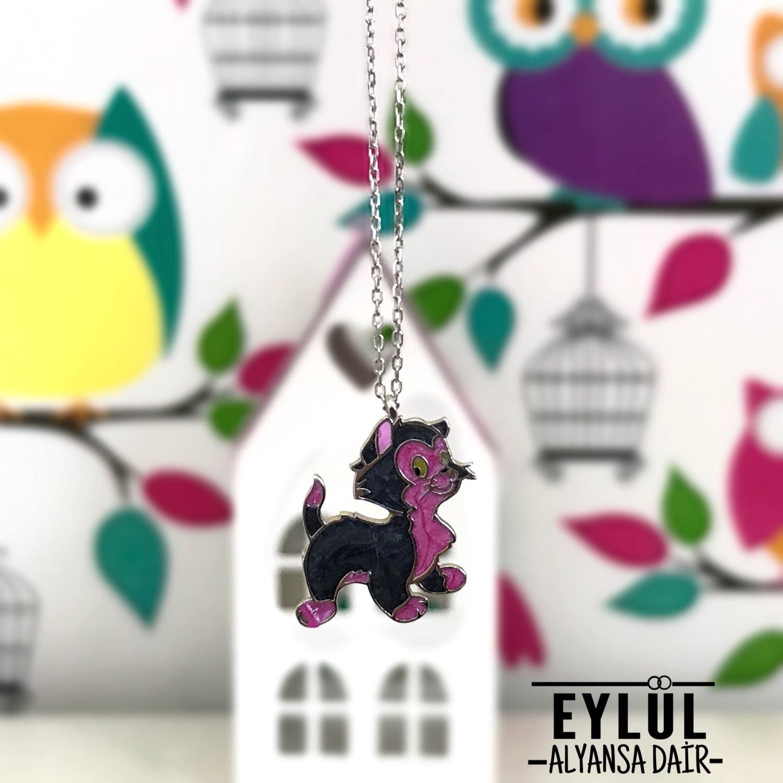 Gümüş Kedi Kolyesi Eylül Alyans
