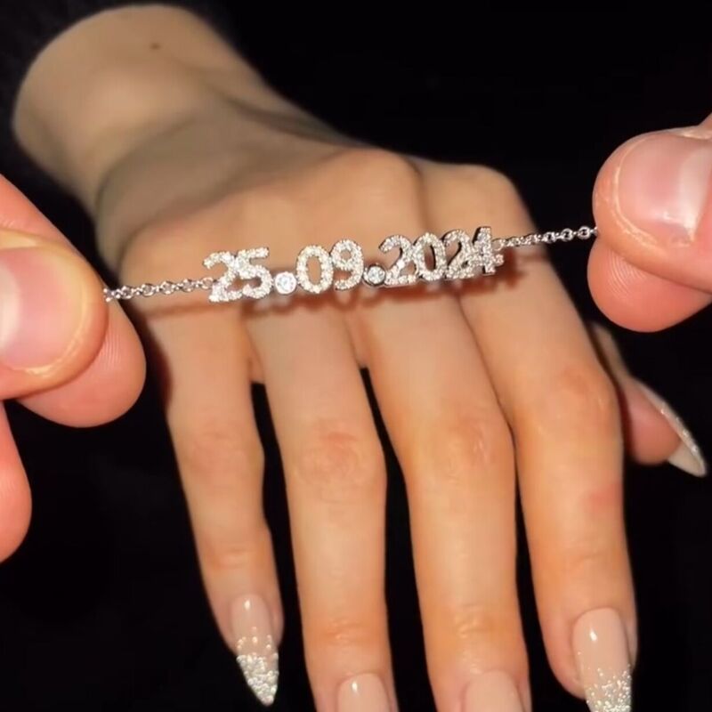 Pırlanta Modeli Gümüş Bileklik Kişiye Özel