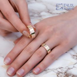 6 Milim Rose Gold Pırlanta Modeli Gümüş Alyans 