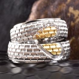 Altın Kaplamalı Kalpli Gümüş Alyans Modeli