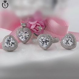 925 Ayar Gümüş Çok Özel Kalpli Set 